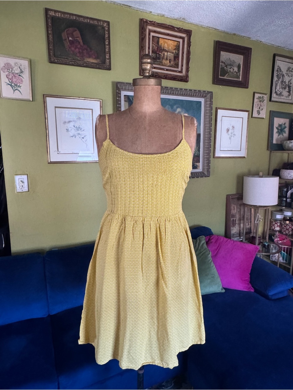 Women’s Yellow floral Sundress with Smocked Bodice
